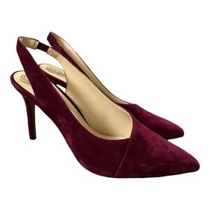 Franco Sarto Burgundy Suede Slingback Heels Size 6